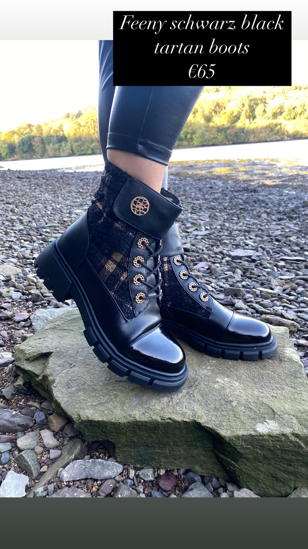 Feeny schwarz black tartan boots