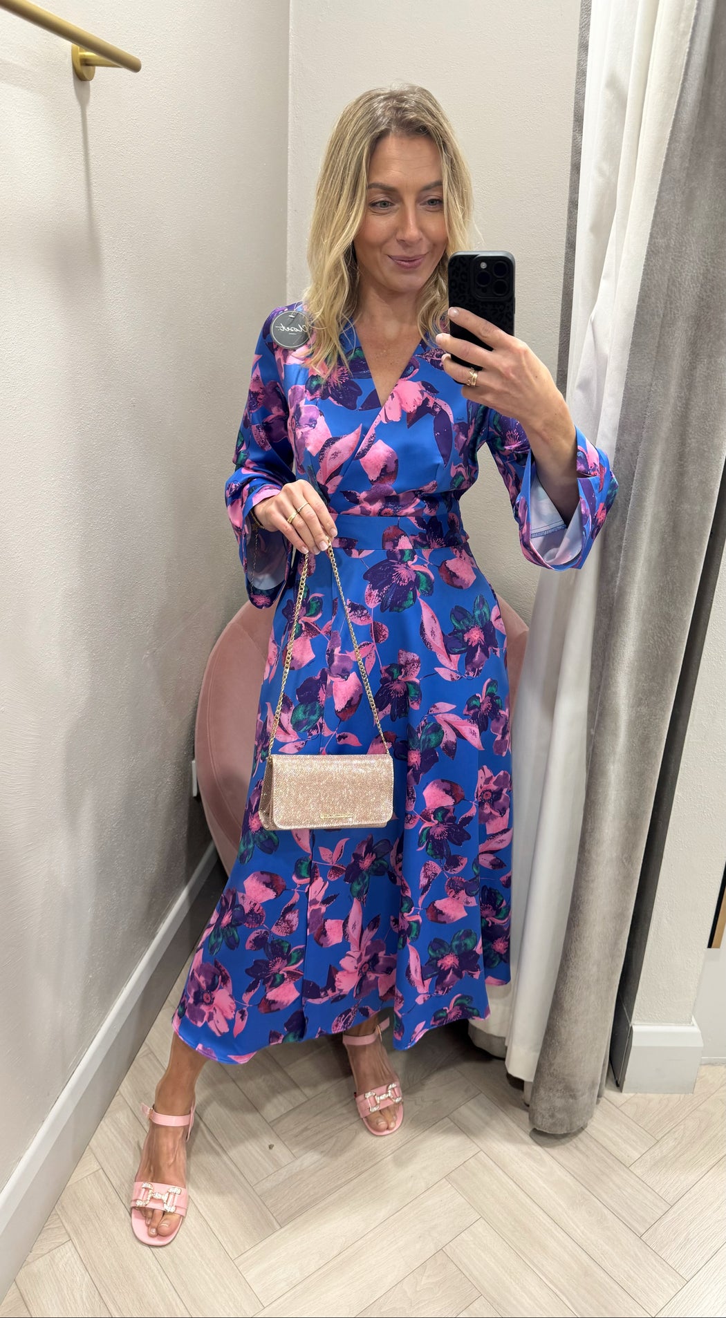 D10222 Floral a line midi dress