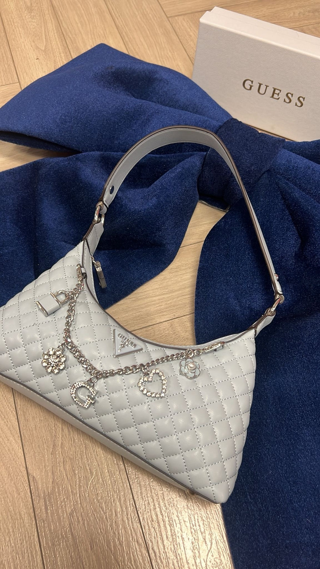 Guess misty blue everlee mini shoulder bag