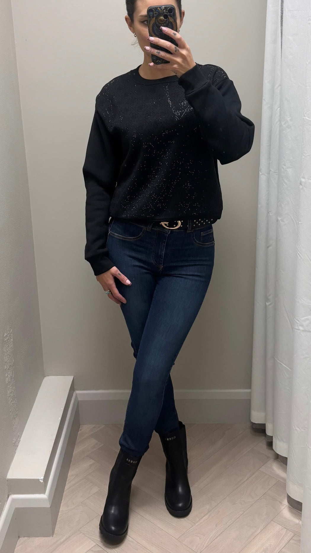 Guess black all over logo sweater w6bq14k6060