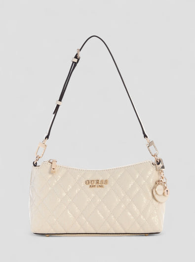Guess off White Logo Isemay Shoulder Bag