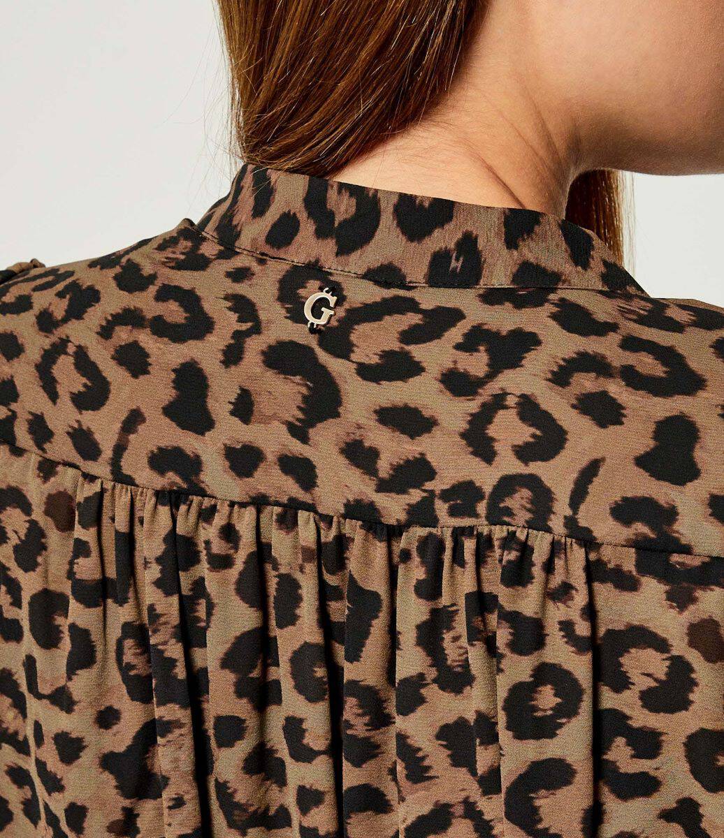 Guess wanda flare brown leopard dress w5bk51wgla2