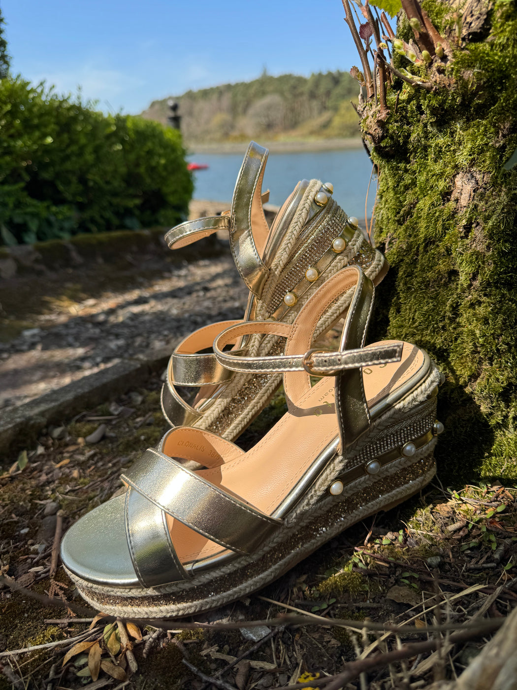 Clonalis gold weave wedge