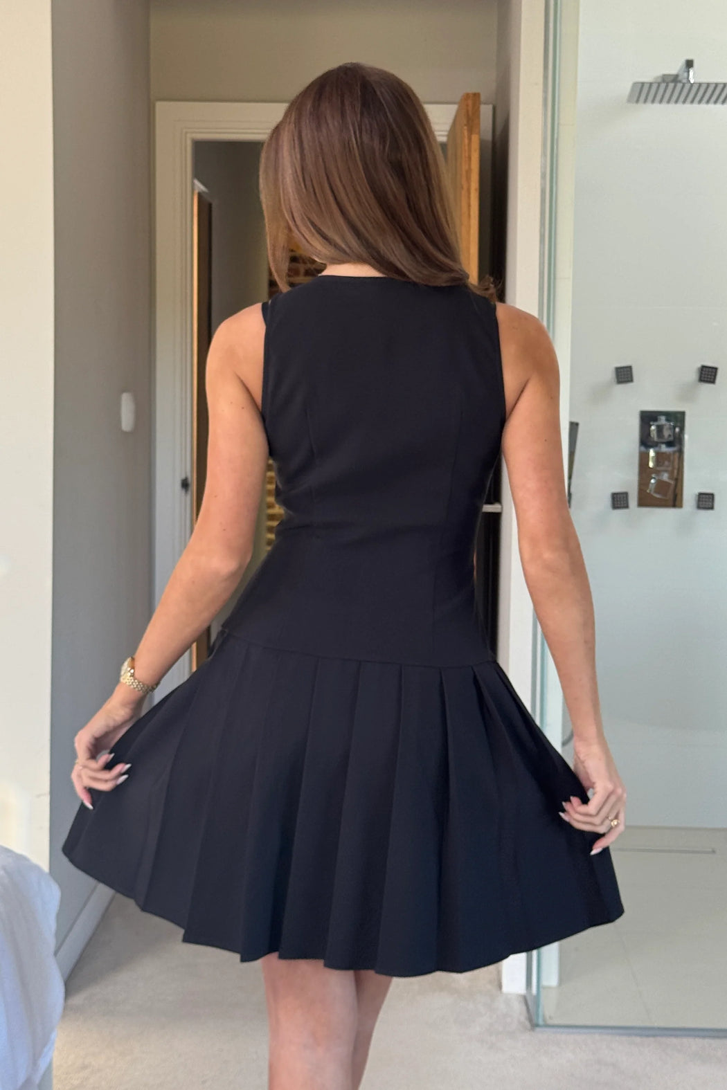 Penelope black Tailored Pleated Mini Dress