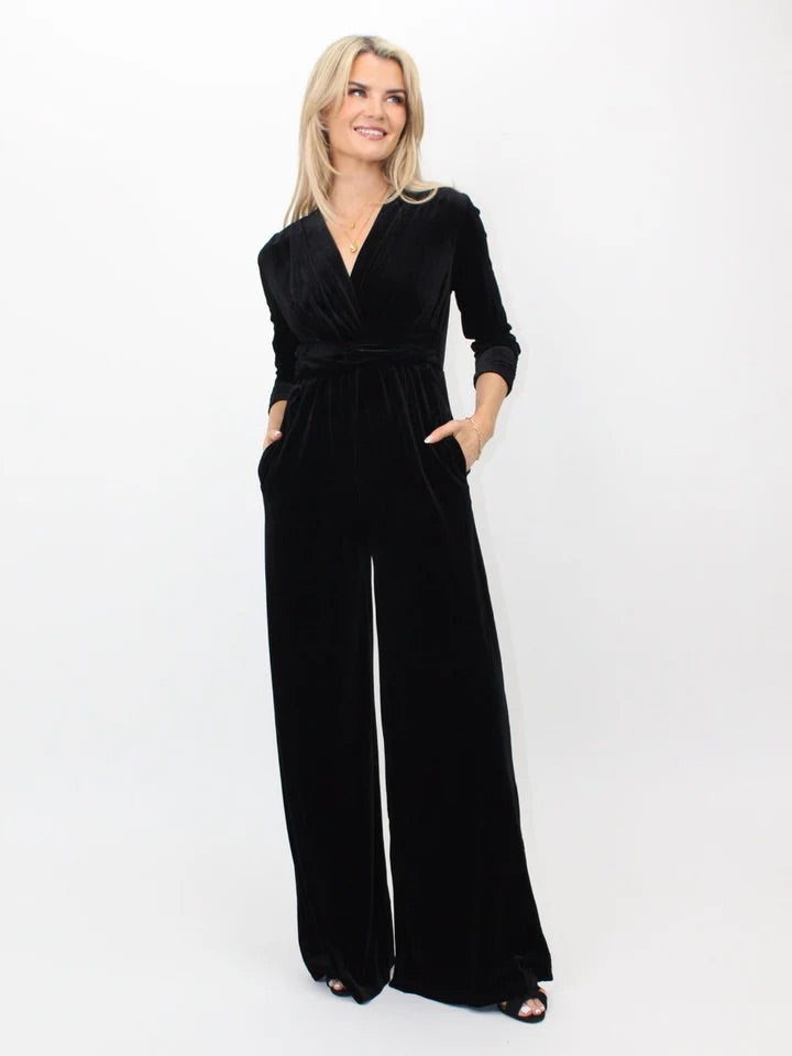 Sophia black velvet jumpsuit