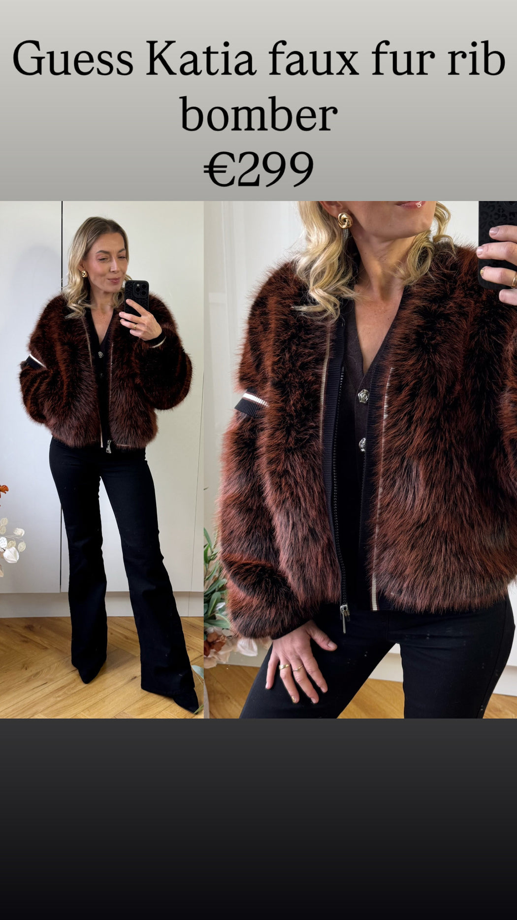 Guess Katia faux fur rib bomber
