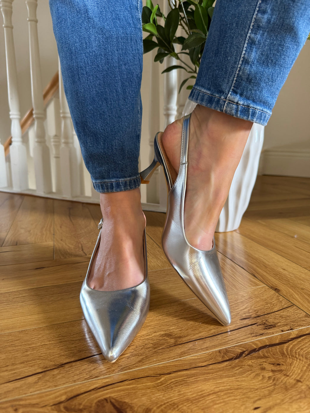 Arniston Silver slingback heels