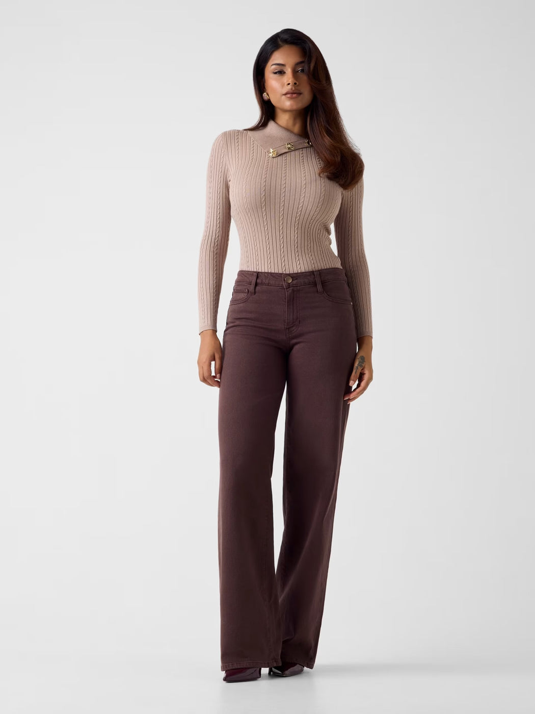 Guess beige jumper with  gold button detail w6rr07z2yk2-AIOL