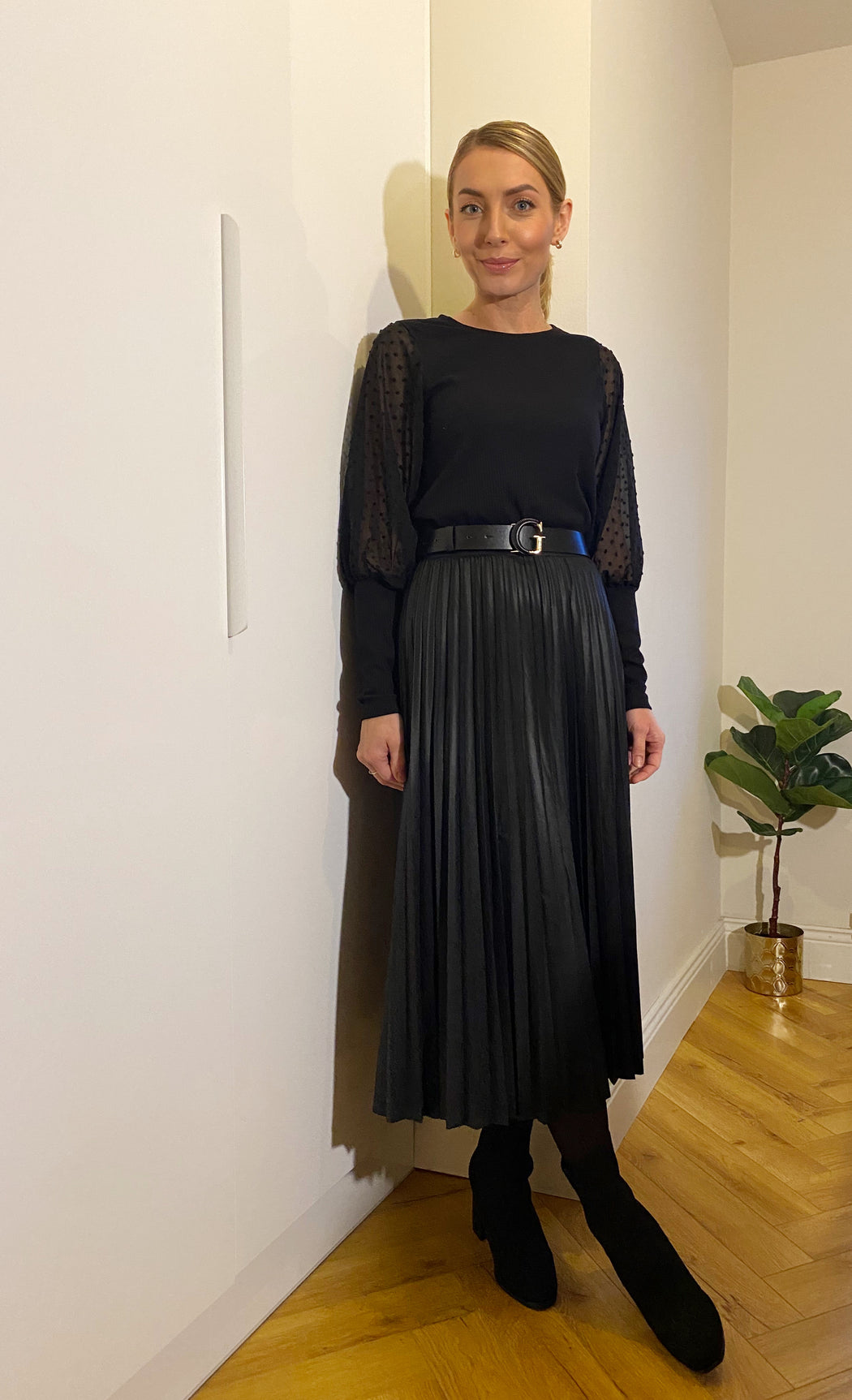 Kyoto black pu leather skirt