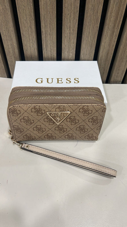 Sg7459164 guess double zip latte logo laurel wallet