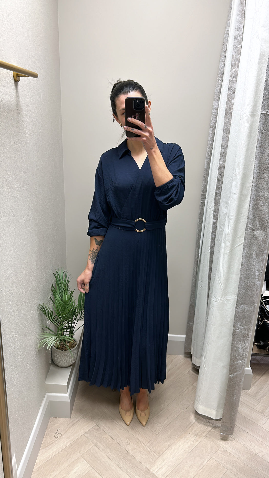 Navy Kyoto midi dress