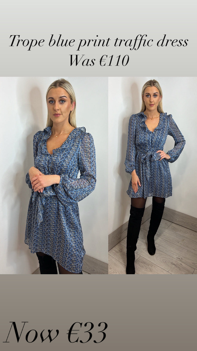 Trope blue print traffic dress