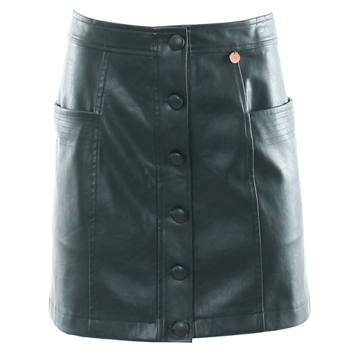 Helia green leather skirt