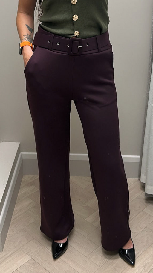 Wine belted trousers