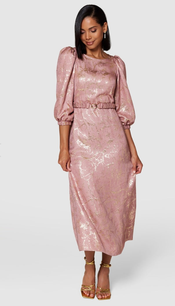 D10157 closet rose pink gold a line midi dress