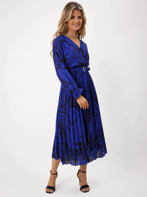 Positano royal blue print midi