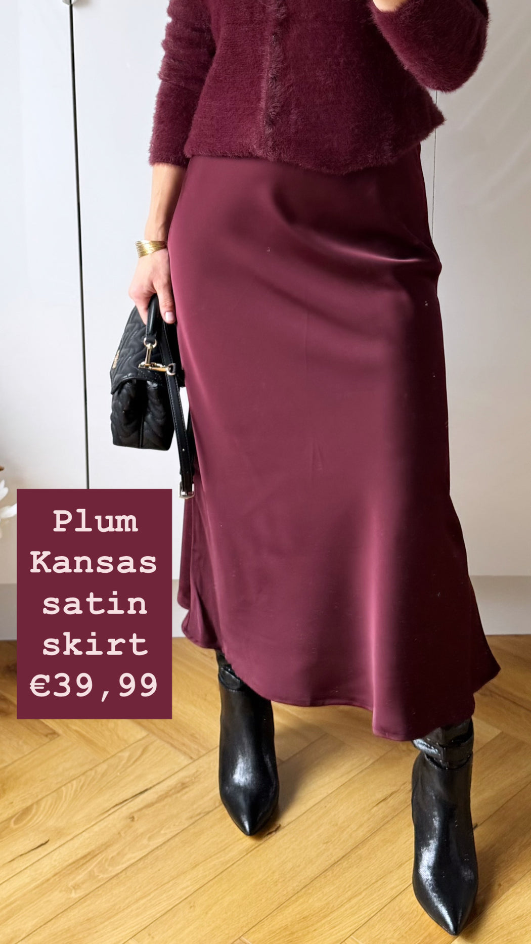Plum Kansas satin skirt