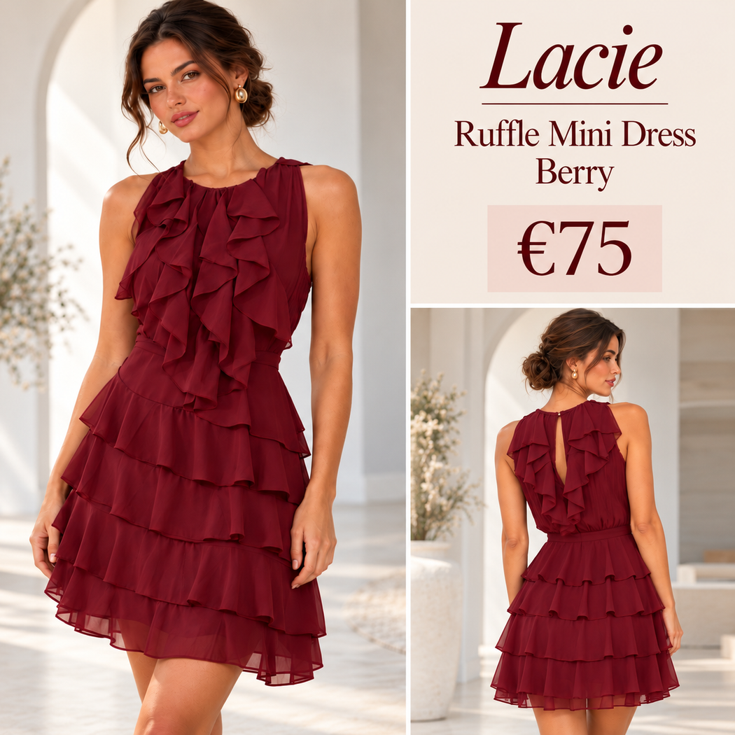 Lacie Ruffle Mini Dress Berry
