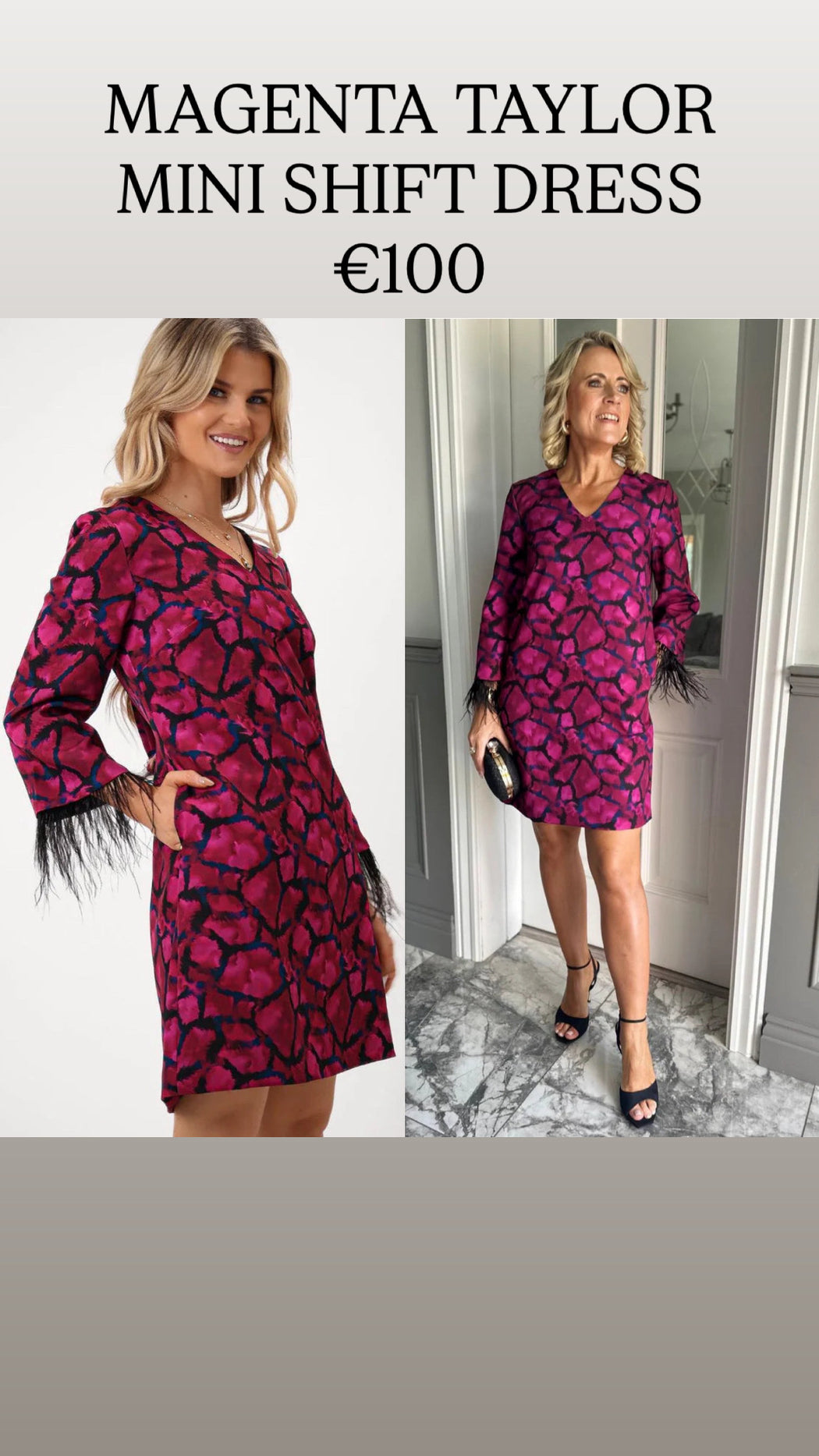 MAGENTA TAYLOR MINI SHIFT DRESS
