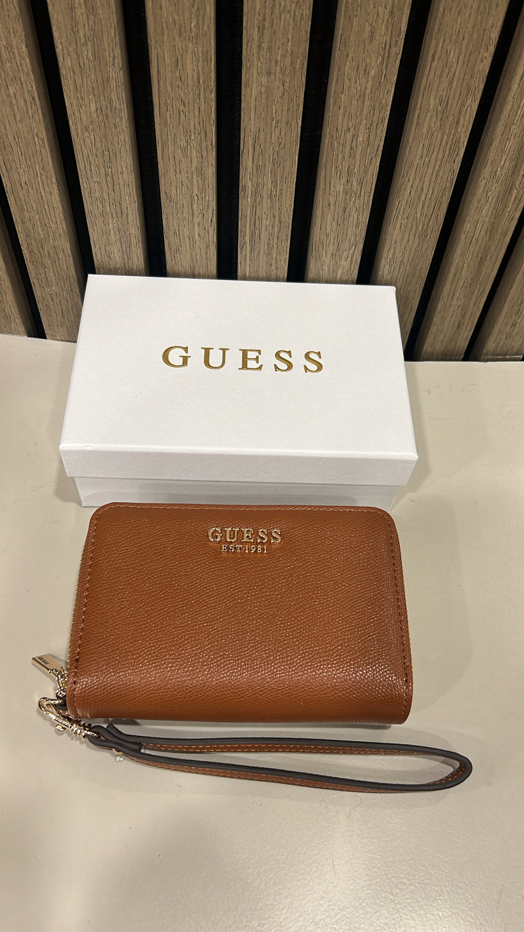 Bg7898164 guess double zip cognac amorette wallet