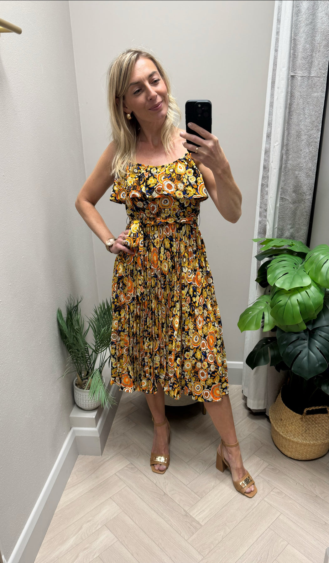 Grace black traffic print dress