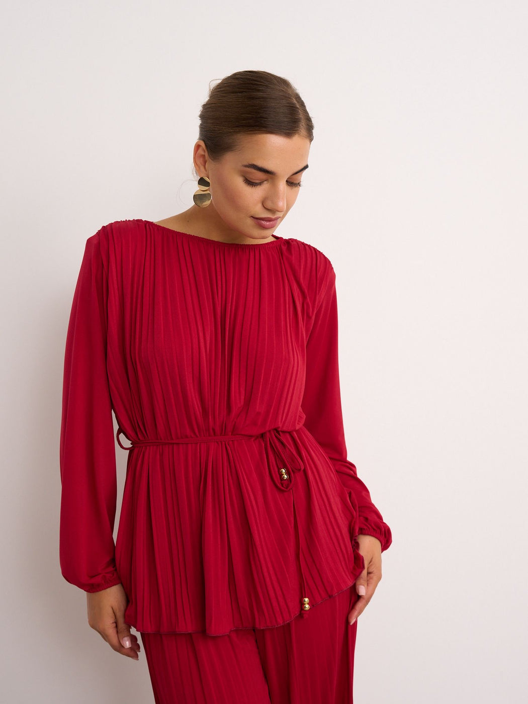 Wine pleated co ord set