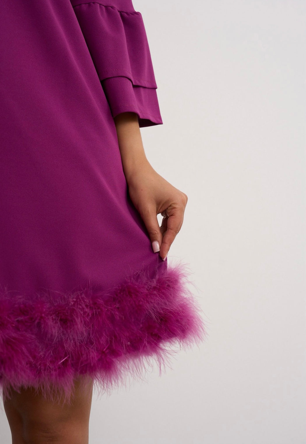 Kylie magenta fur trim dress