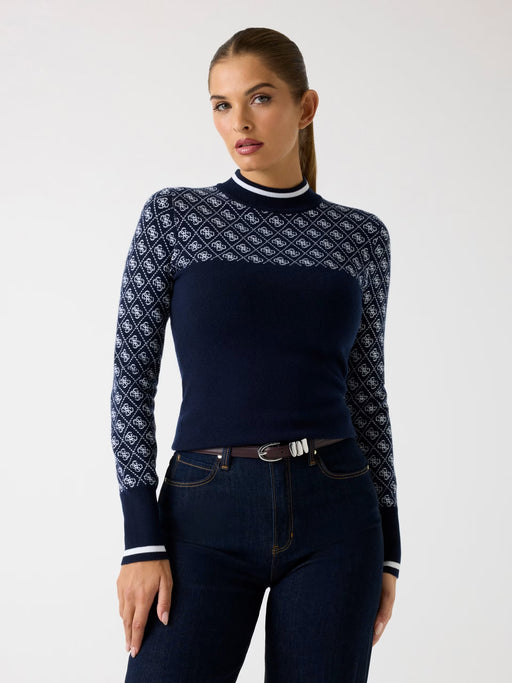 Guess navy logo sweater w5br24z3jd2