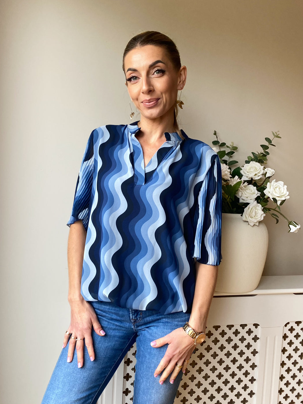 Dixie blue  print top