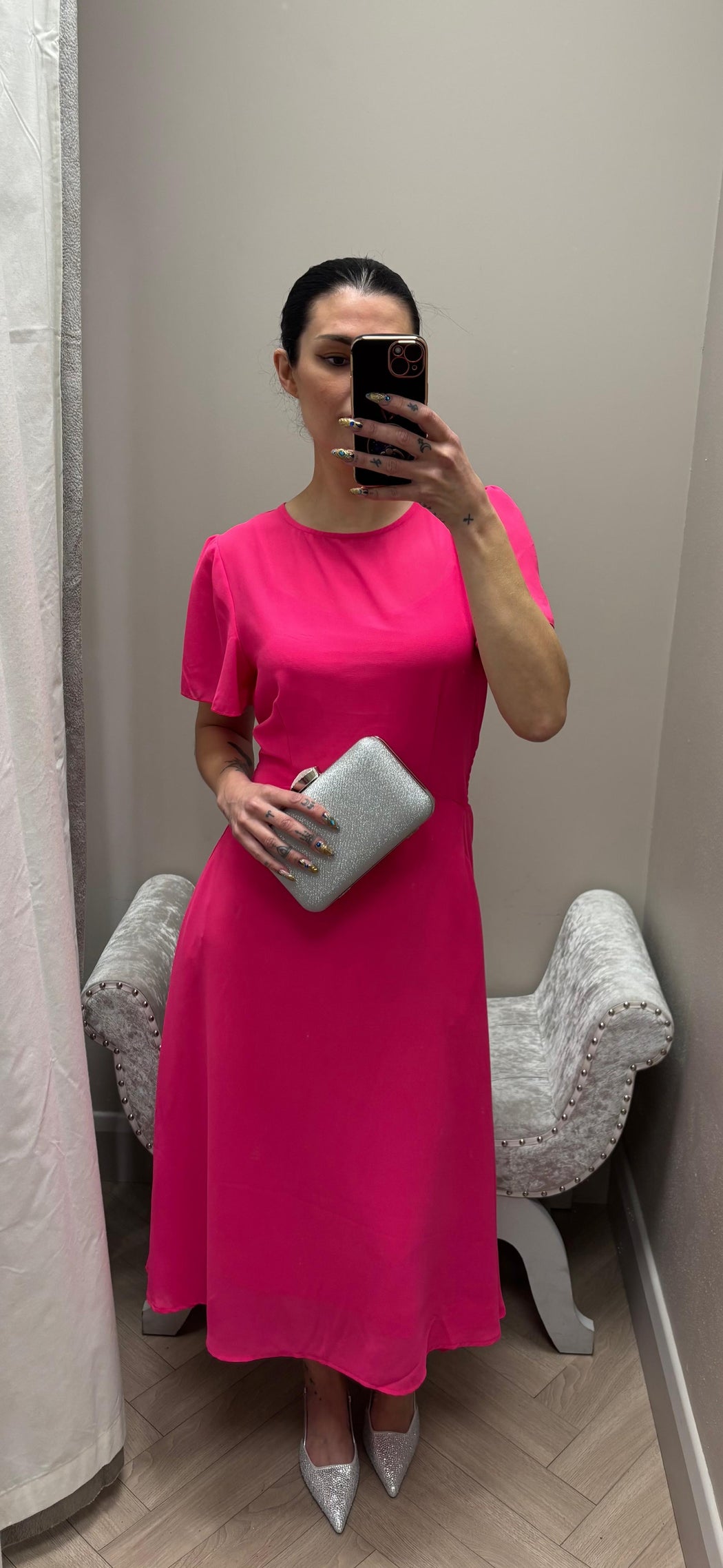 Jodie pink cap sleeve dress