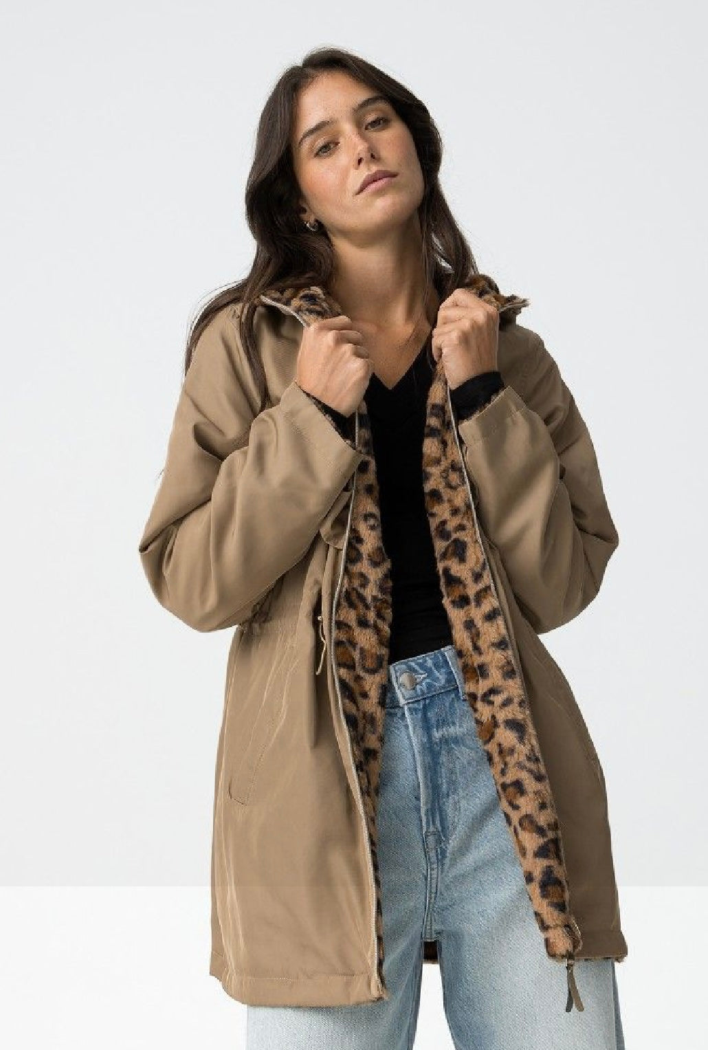 Rocky beige leopard reversible jacket