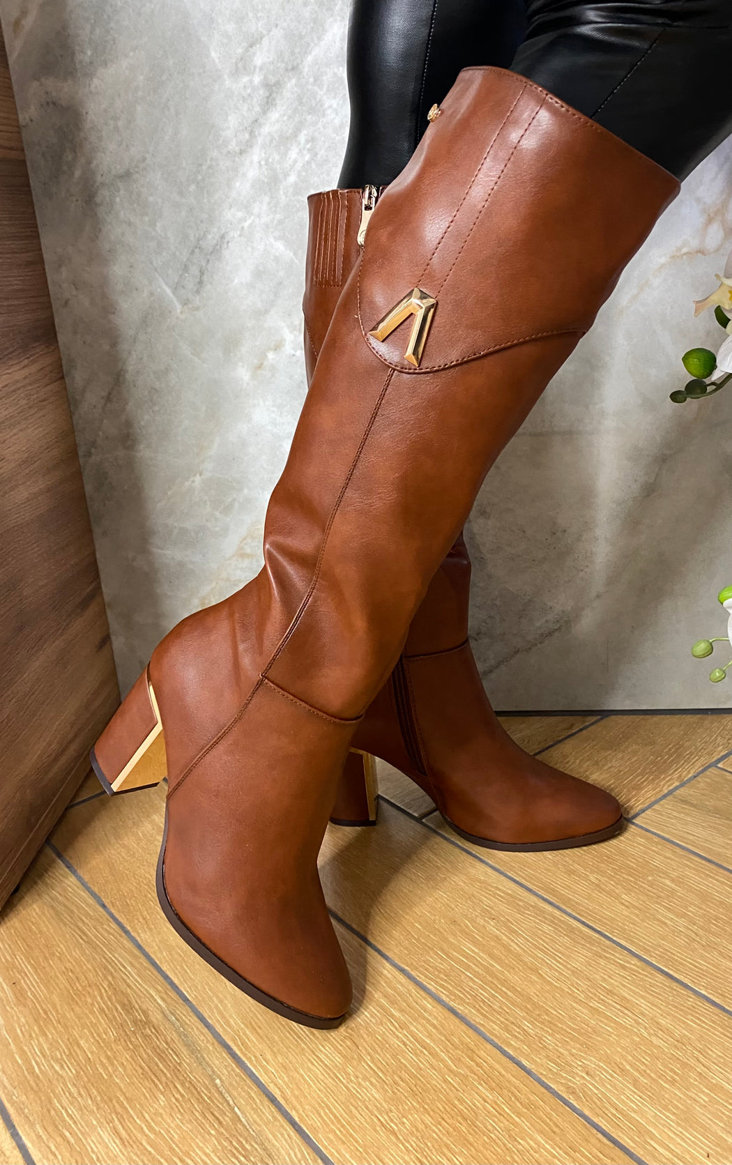 Haffar one driftwood knee high boots