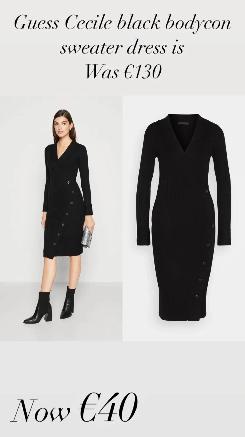 Guess Cecile black bodycon sweater dress is