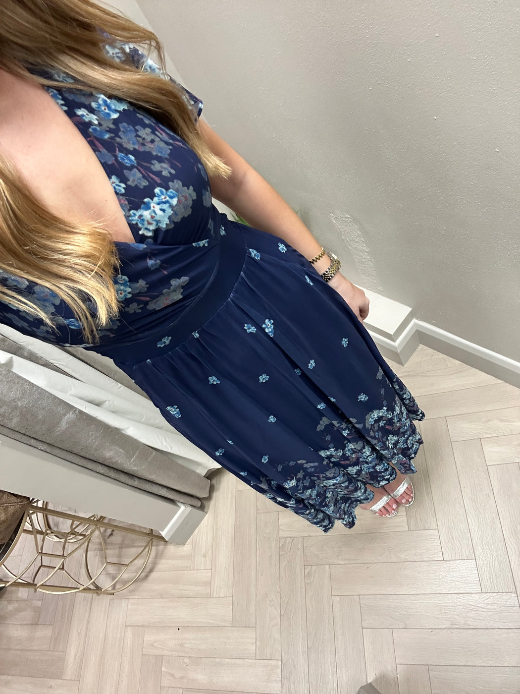 JOLIE MOI NAVY BLUE FLORAL DRESS