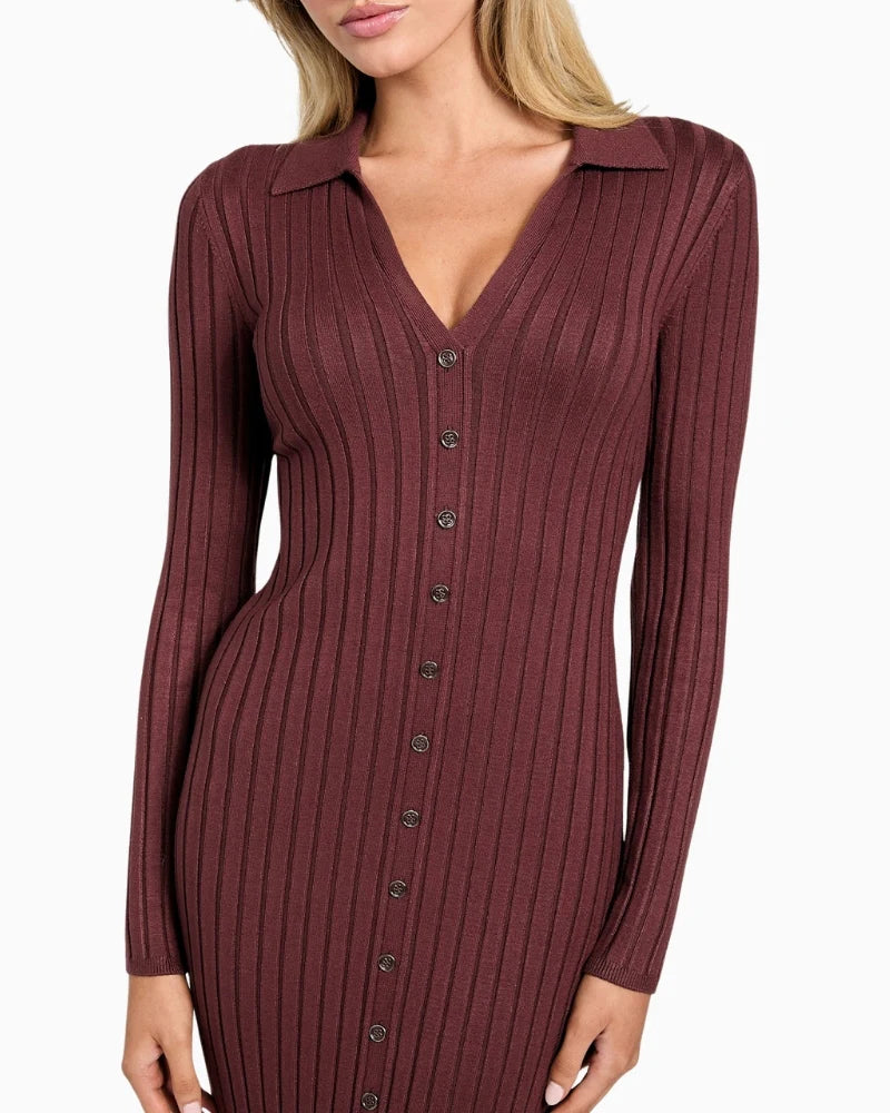 Guess plum Eco Miranda rib Dress