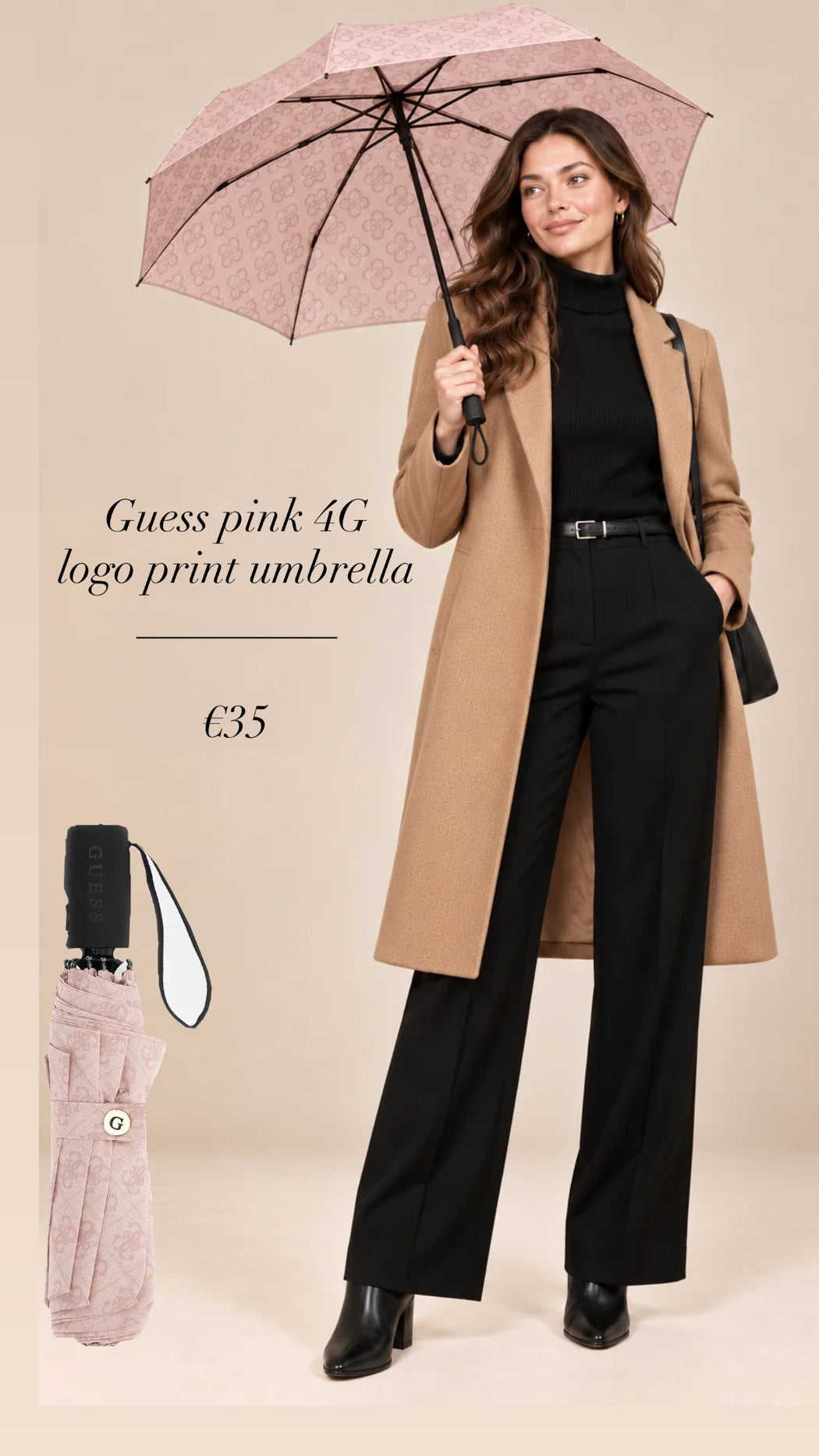 Guess pink 4G logo print umbrella