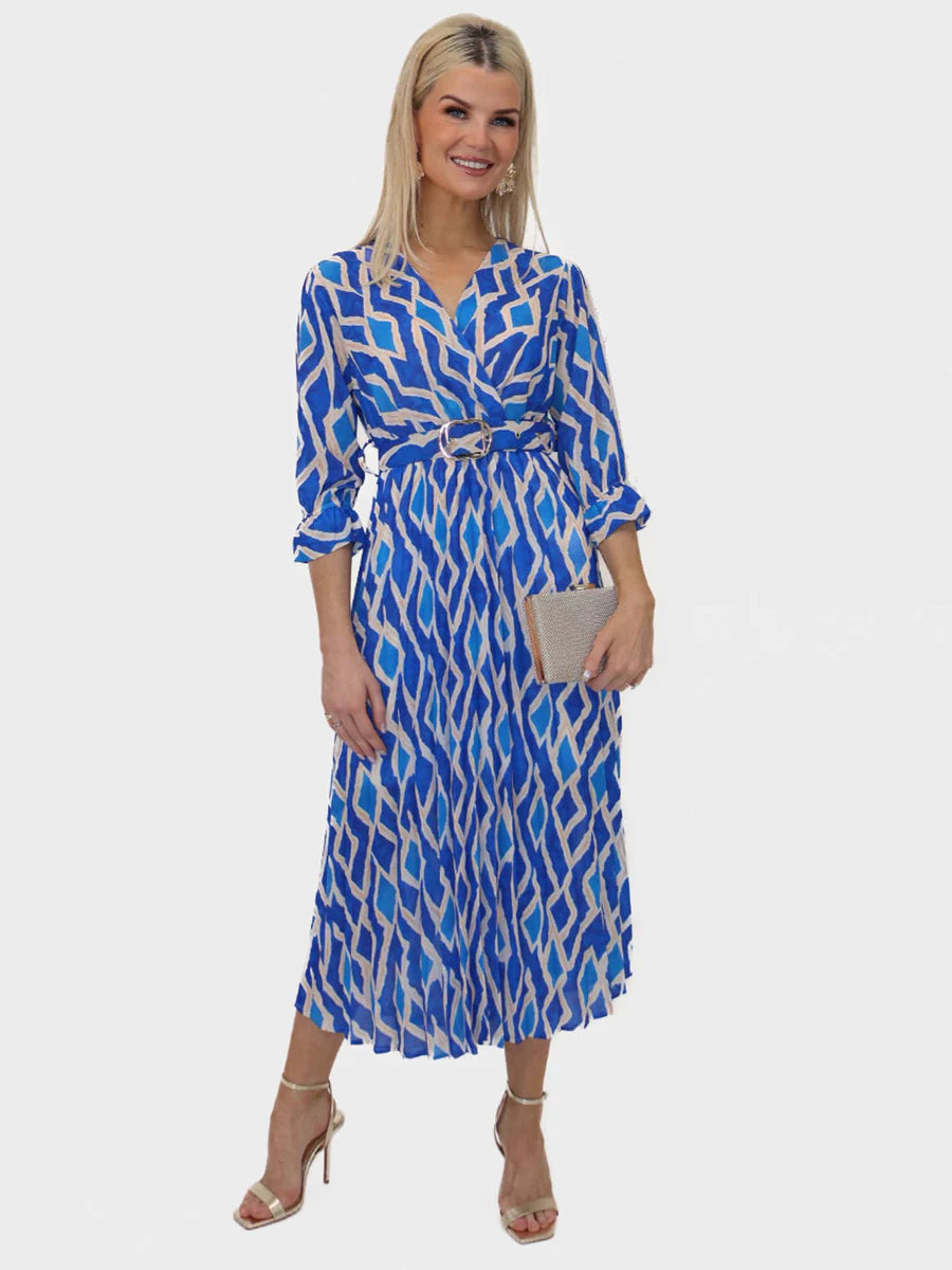 SKY BLUE PRINT POSITANO MIDI DRESS