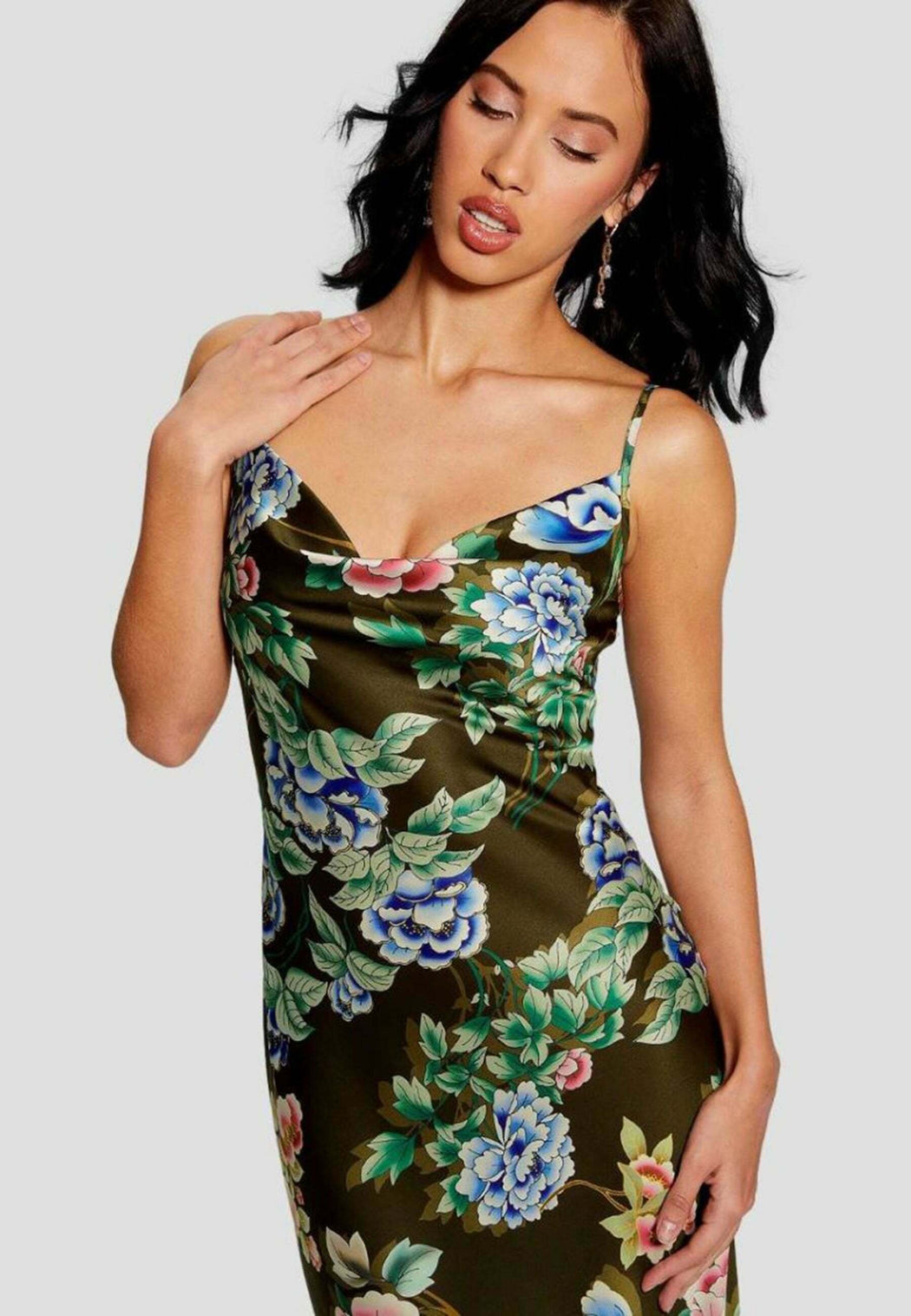 W3GK85WD8G2 guess green floral slip dress