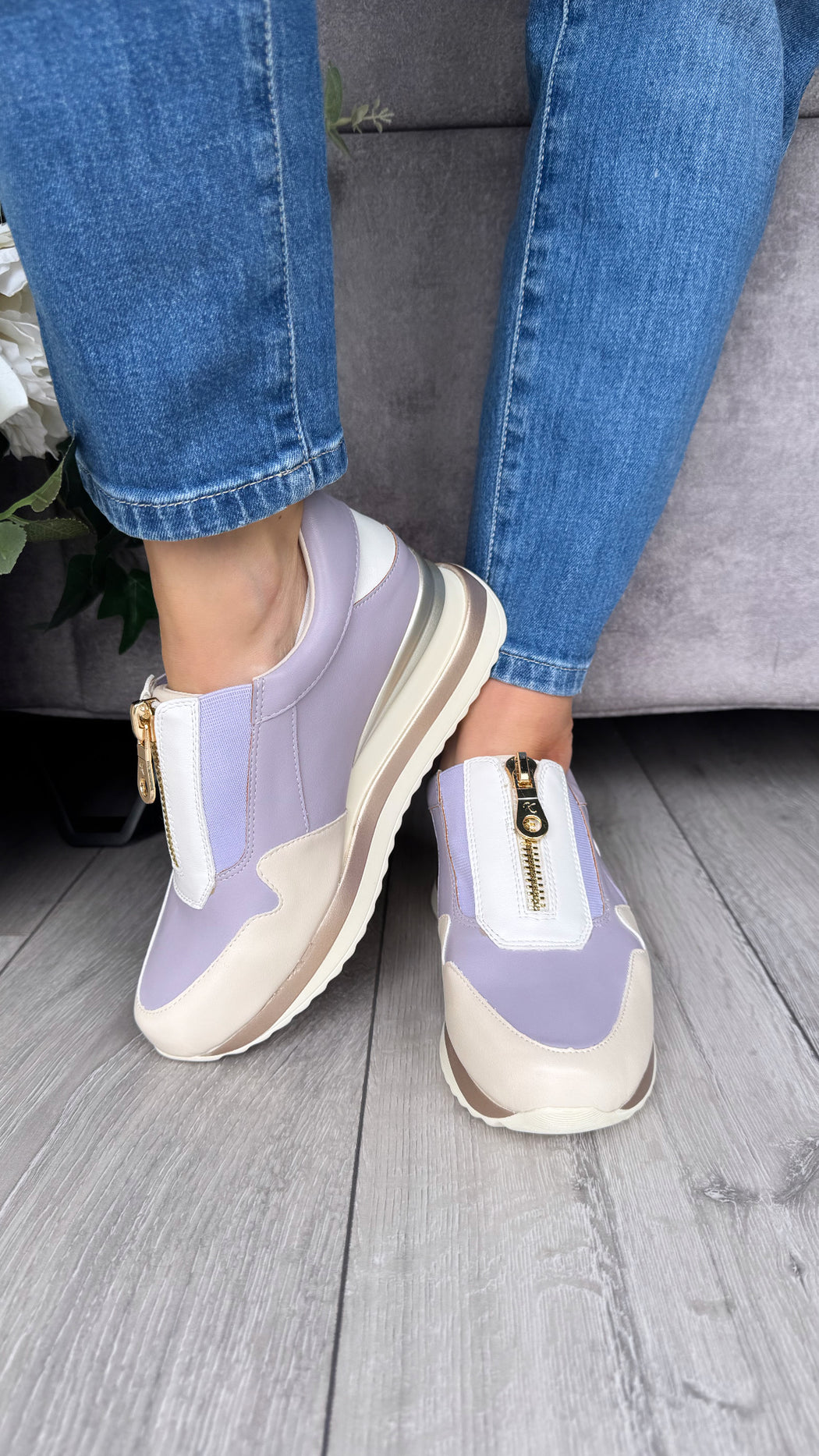 Begbroke Lavender Mash wedge sneaker
