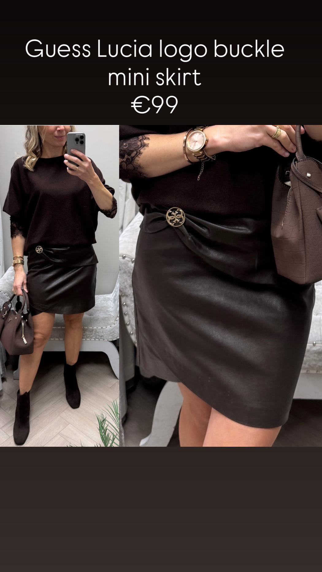 Guess Lucia logo buckle mini skirt