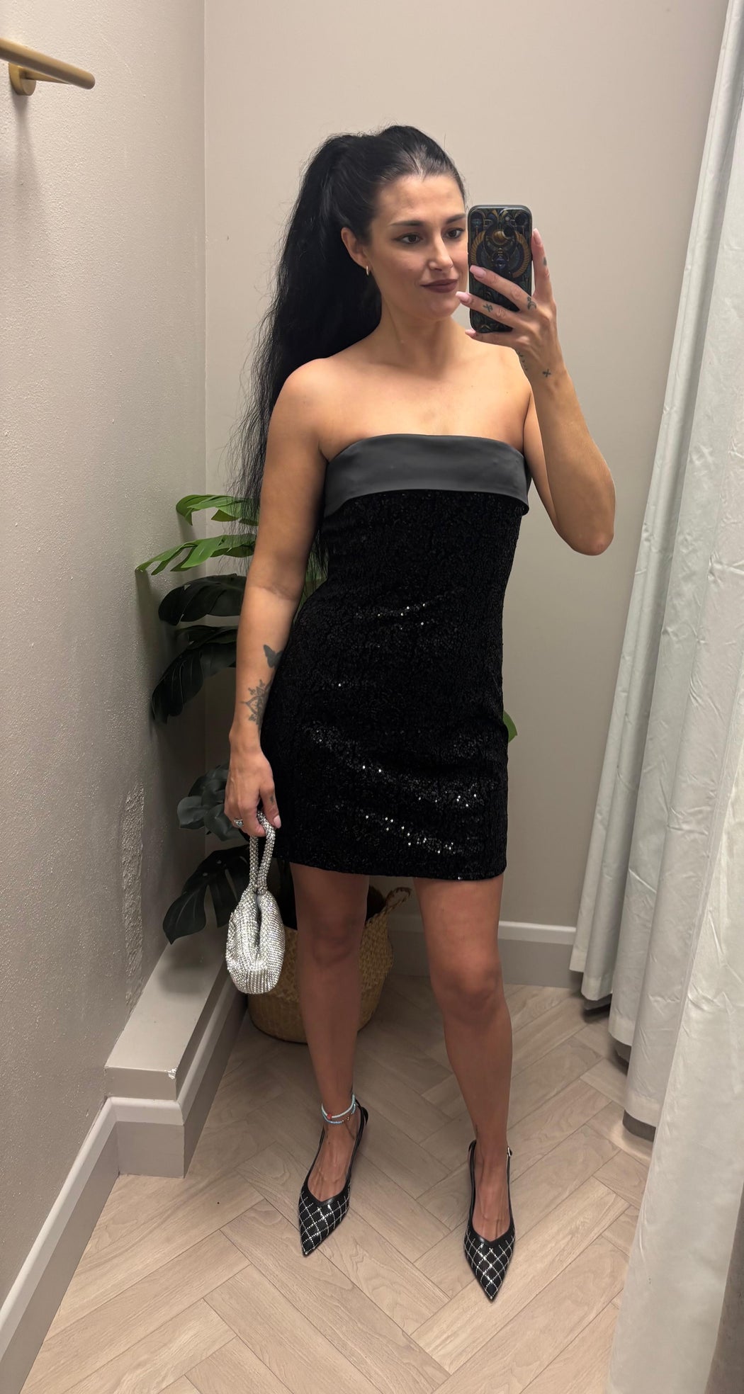 Guess gia mini sequins black dress w6bk45k6923