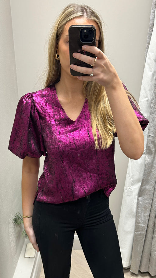 Magenta Justine puff sleeve top