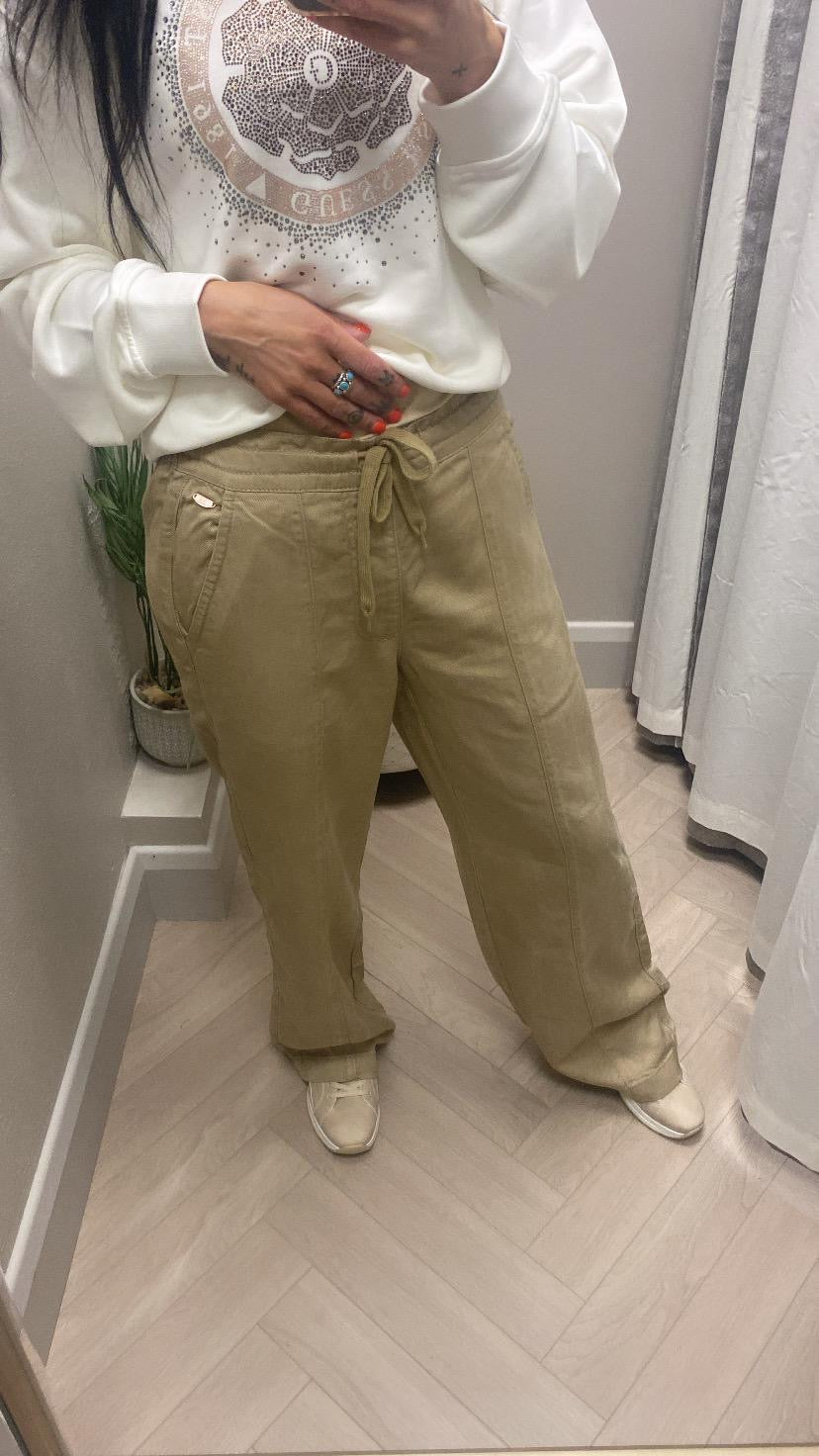 Relax & Renew Kiera taupe wide leg trouser