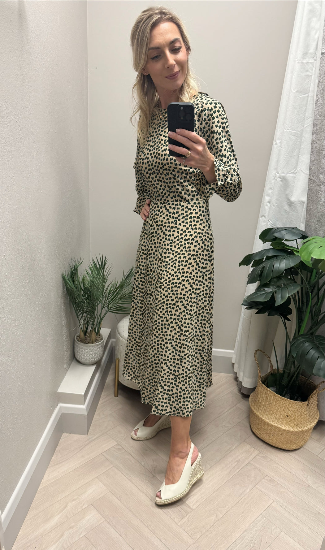 Hush green traffic heart print midi