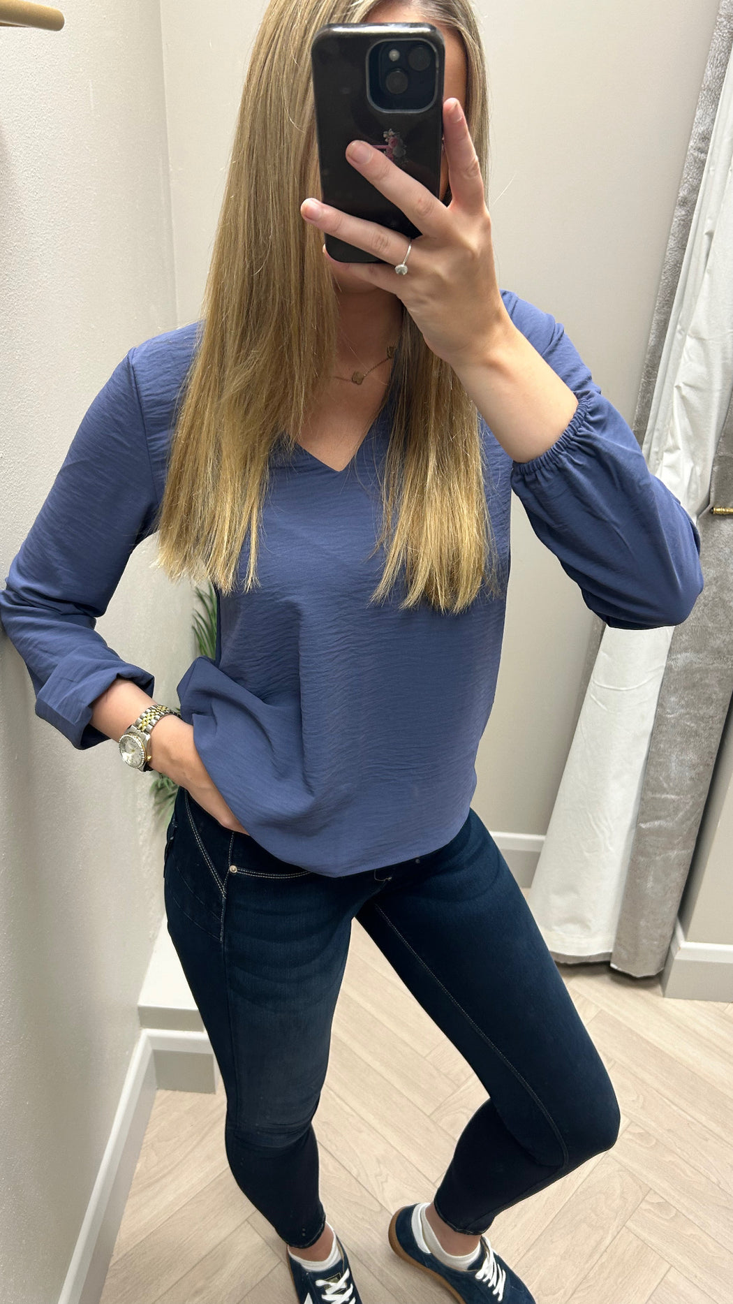 Kante petrol blue blouse