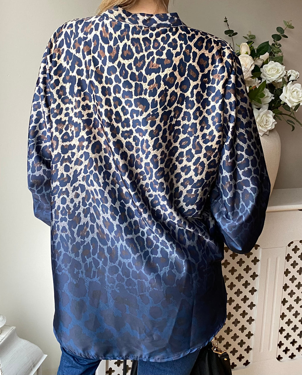 Vela blue leopard print shirt