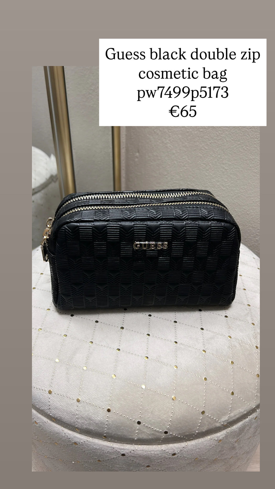 Guess black double zip cosmetic bag pw7499p5173