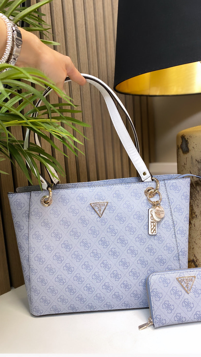 Guess light blue logo noelle tote bag BG787925