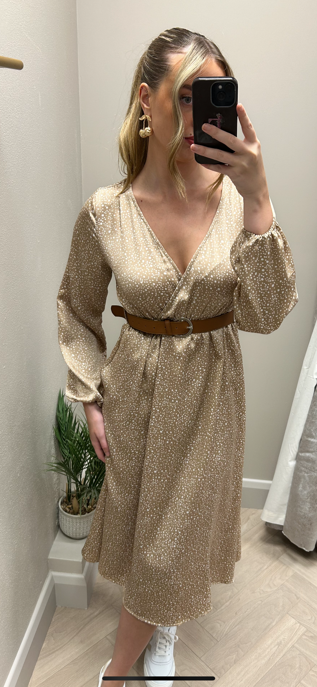 Laura beige print midi