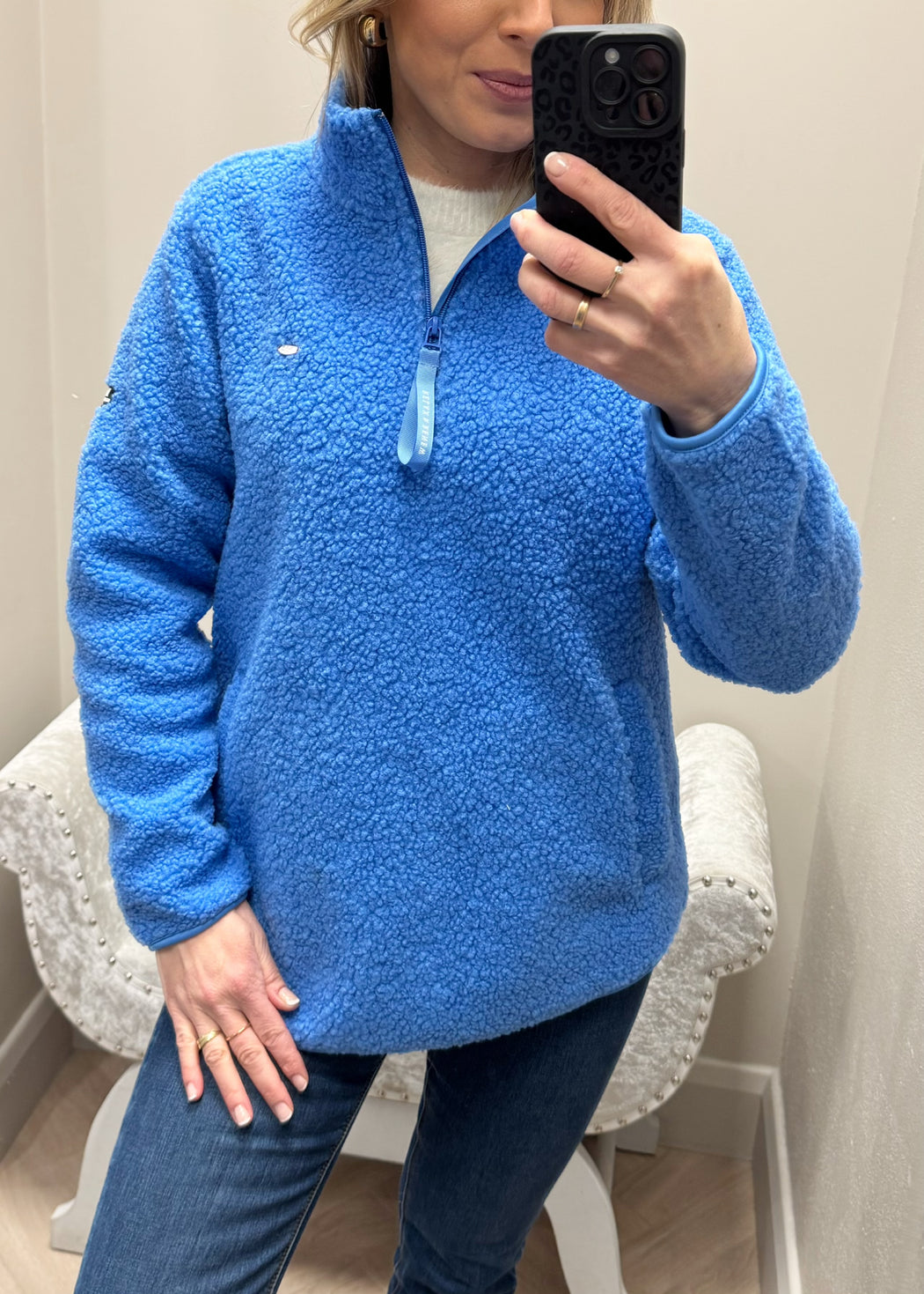 April Half Zip Cornflour Blue